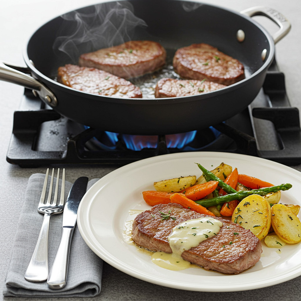 Cuisson des escalopes de veau à la poêle