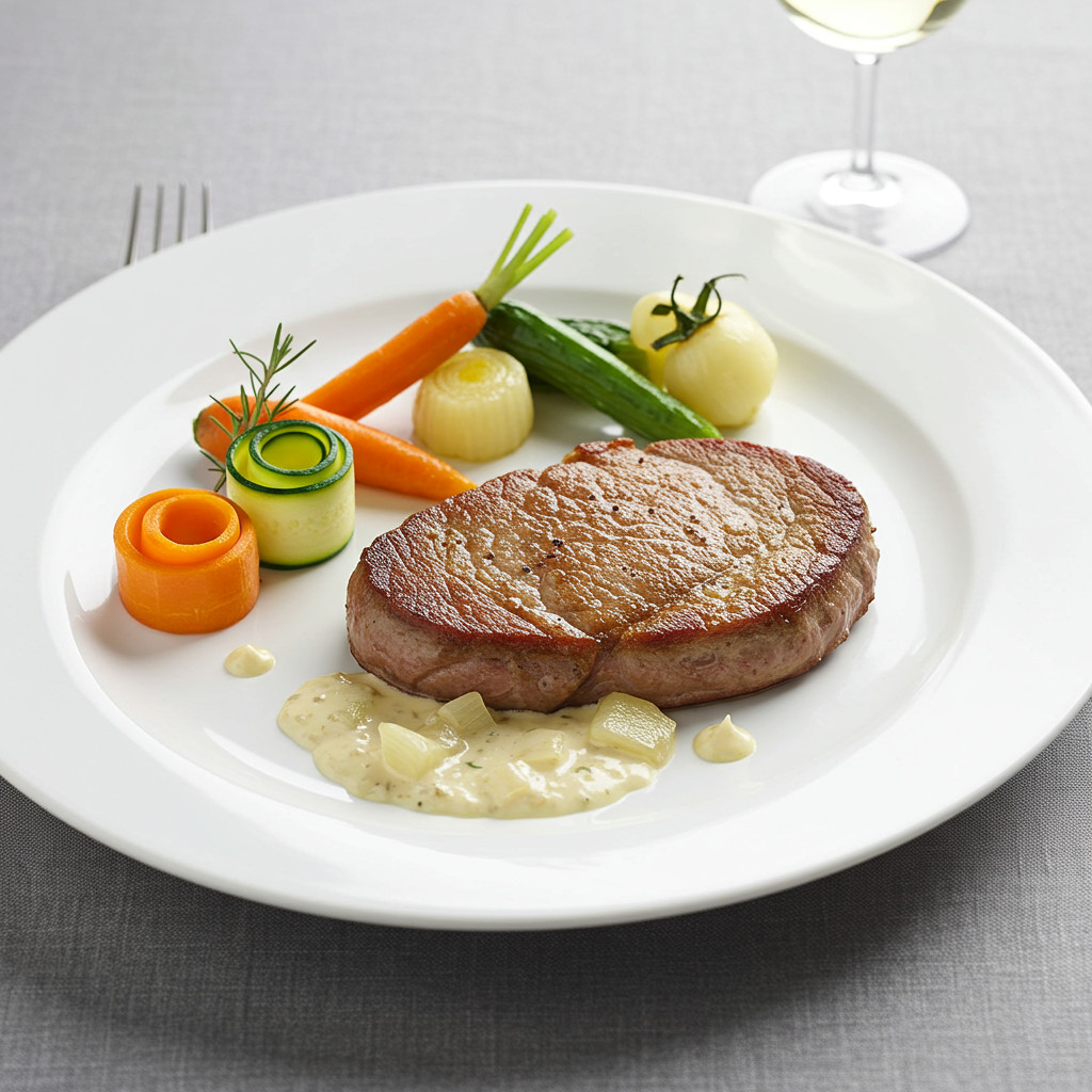 Escalope de veau prête à être servie avec des accompagnements