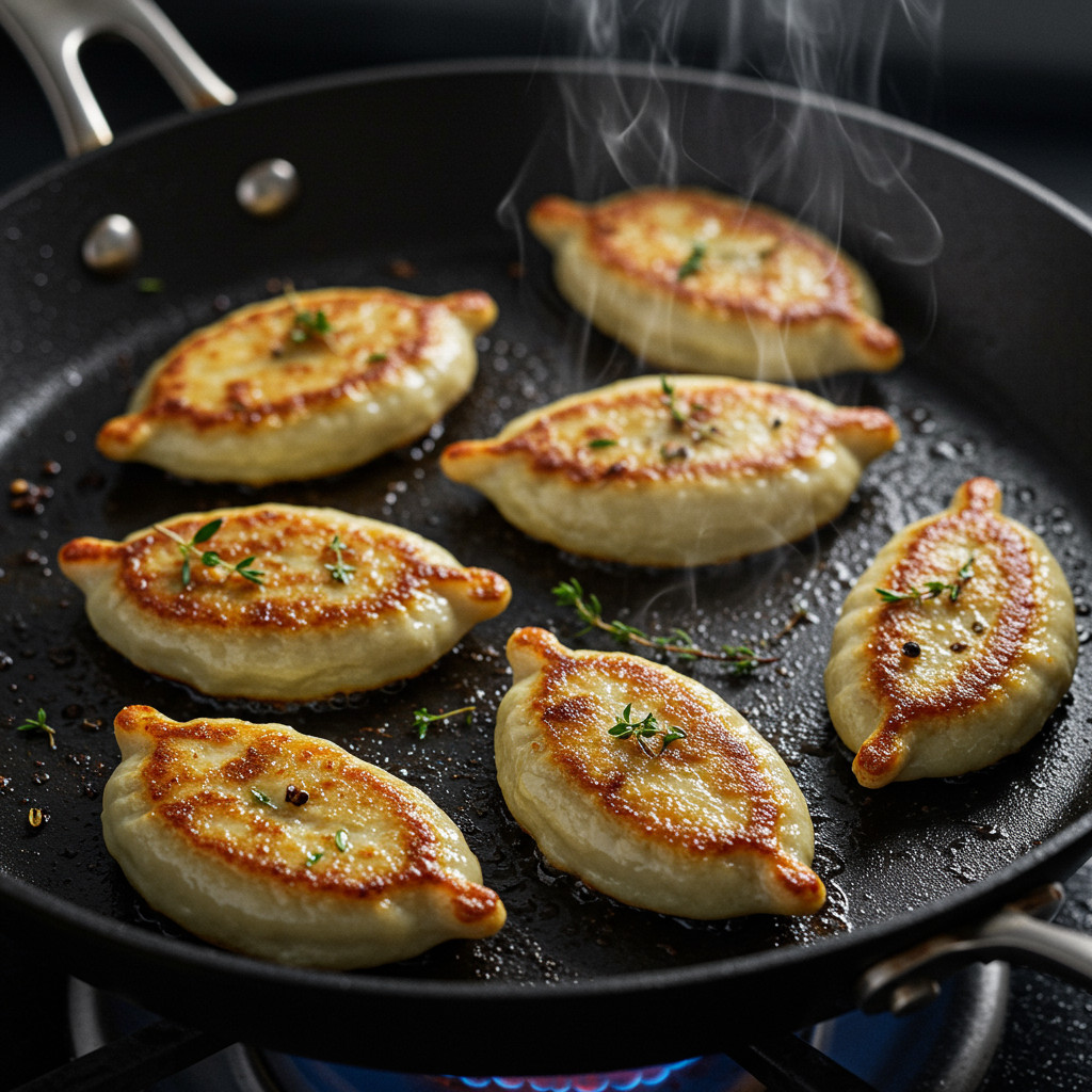 Paupiettes de dinde cuisant à la poêle