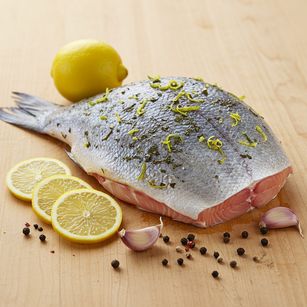 Assaisonnement de la truite avec herbes et citron