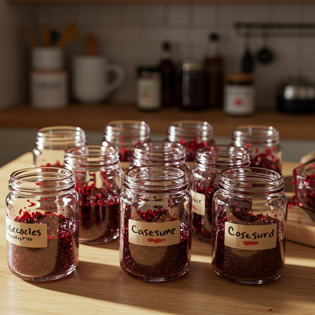 Pots de confiture de cassis terminés