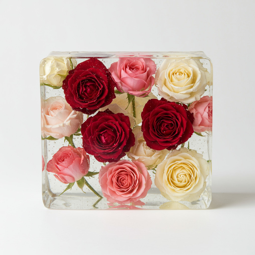 Roses dans du gel de silice