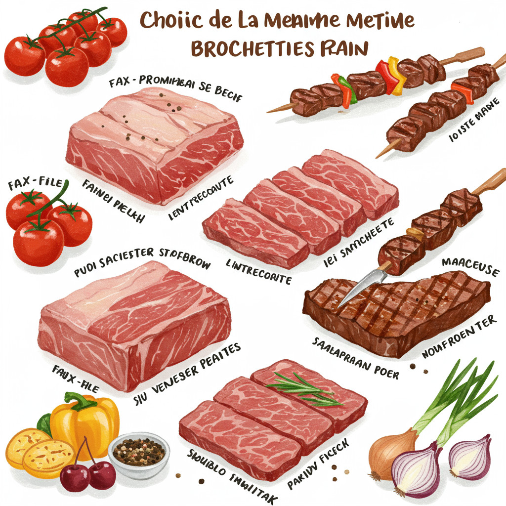 Sélection de la pièce de bœuf pour brochettes