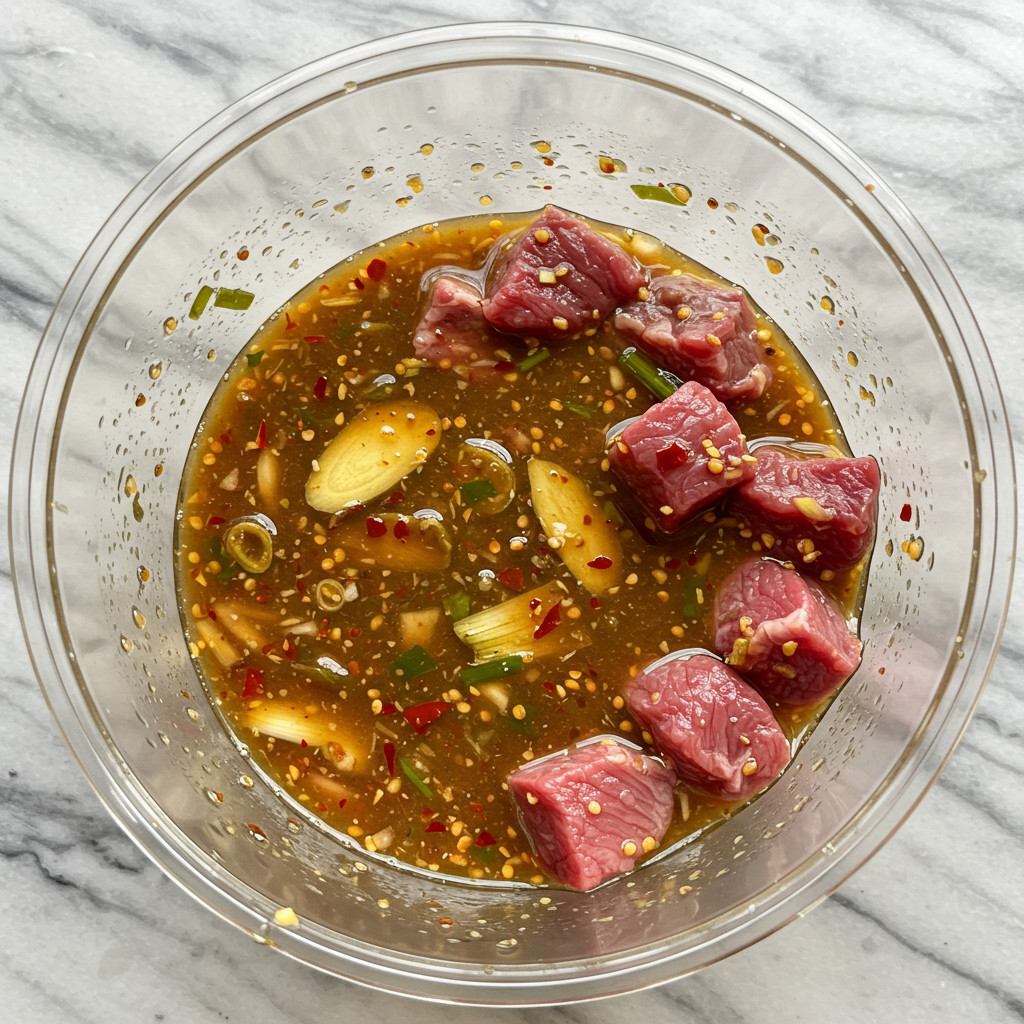 Ingrédients pour une marinade de brochettes de boeuf