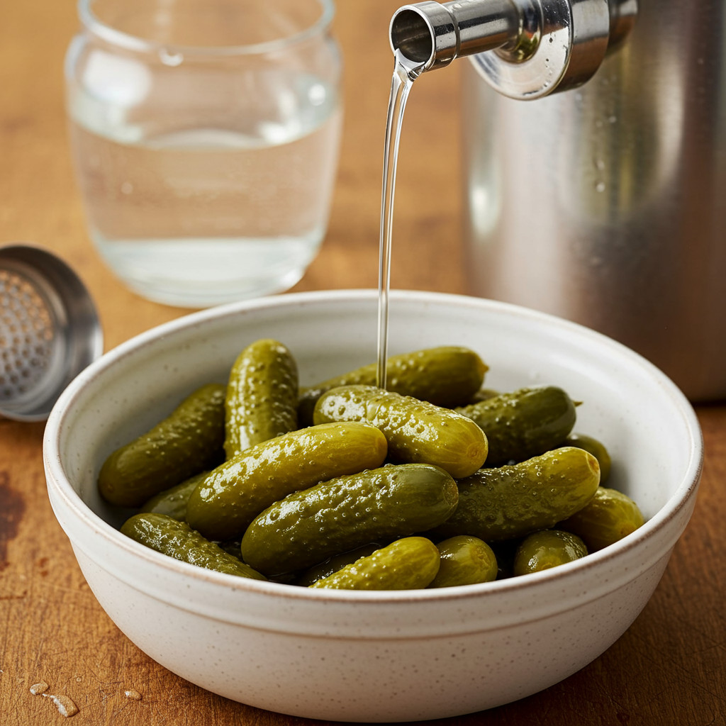 Cornichons dégorgés et rincés