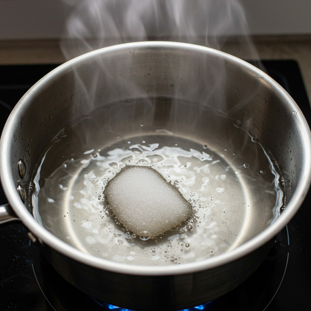 Préparation du sirop avec eau et sucre
