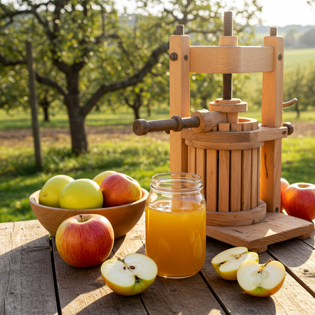 Pressage des pommes pour extraire le jus frais.
