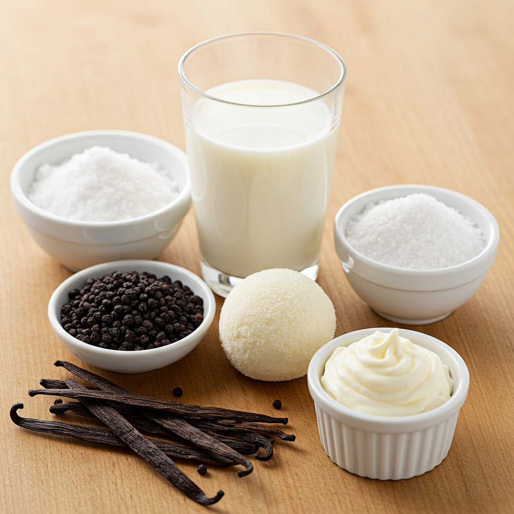Ingrédients pour un milkshake vanille
