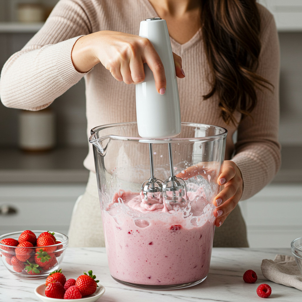 Mixage des ingrédients du milkshake