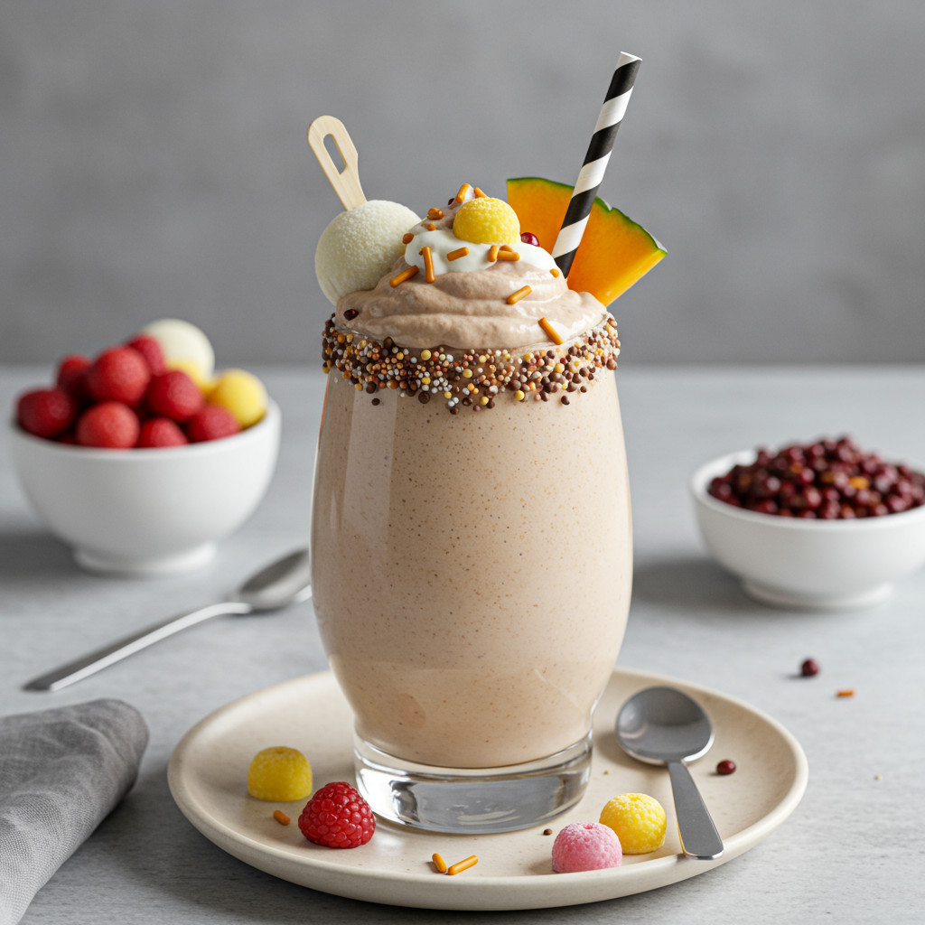 Milkshake garni et prêt à servir