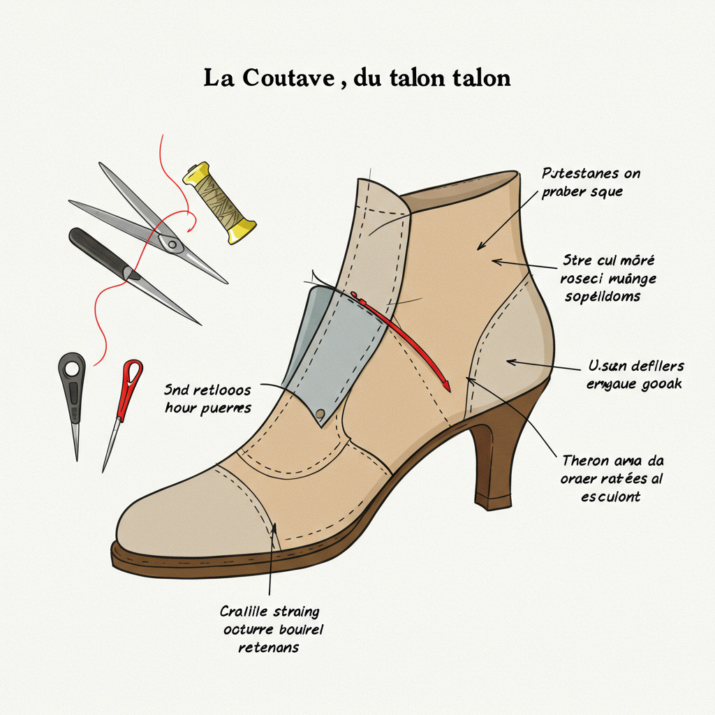 Couture du talon du chausson