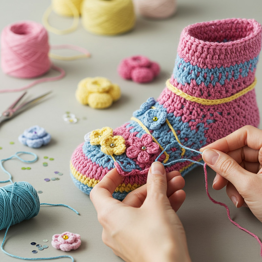 Décoration des chaussons en feutrine