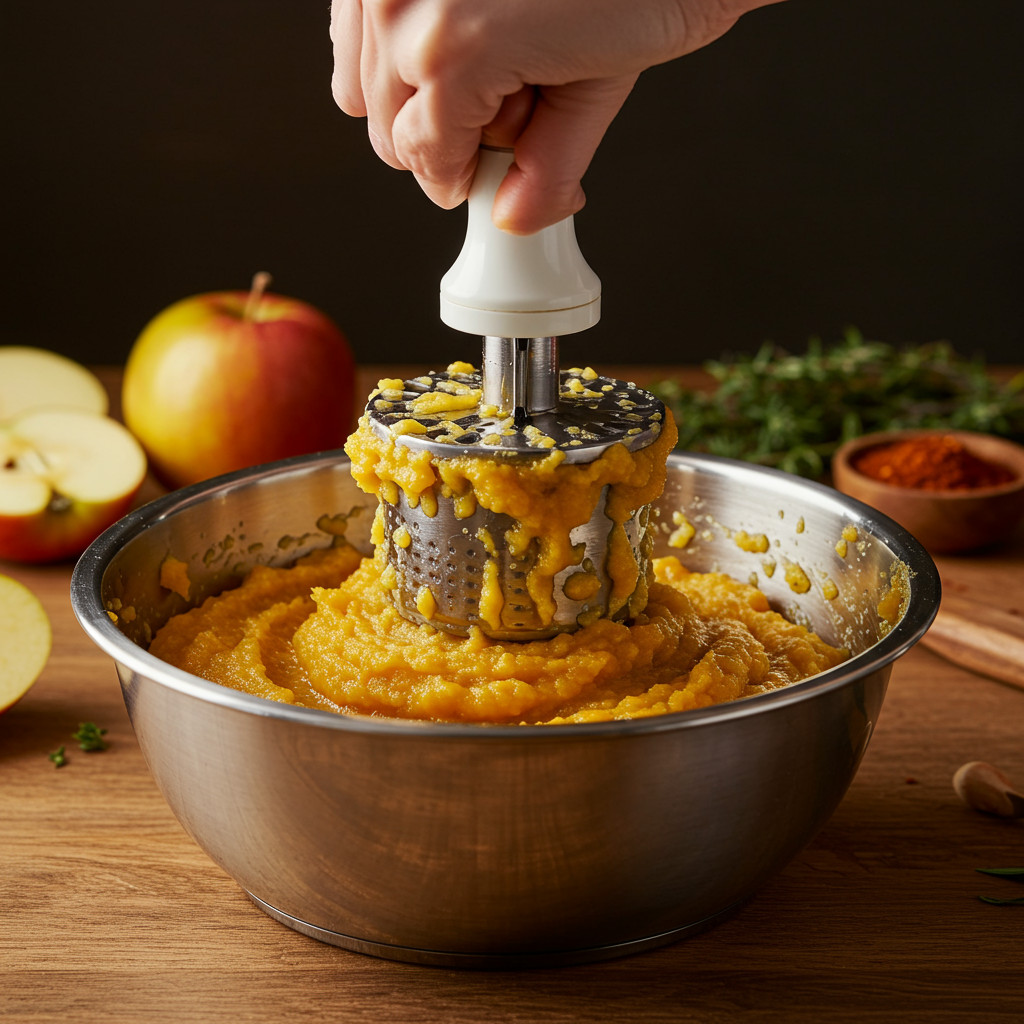 Écrasement et mélange de la purée