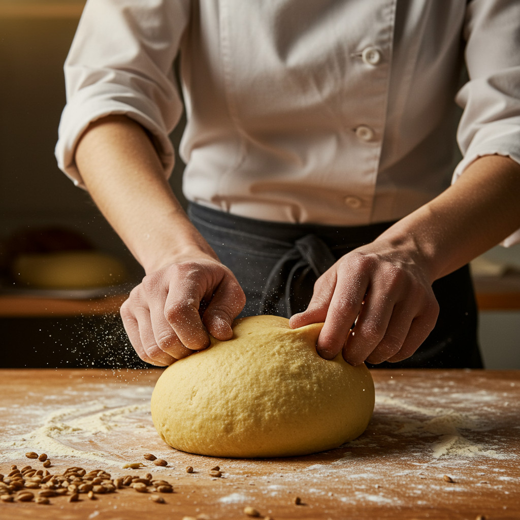 Image illustrant le pétrissage de la pâte