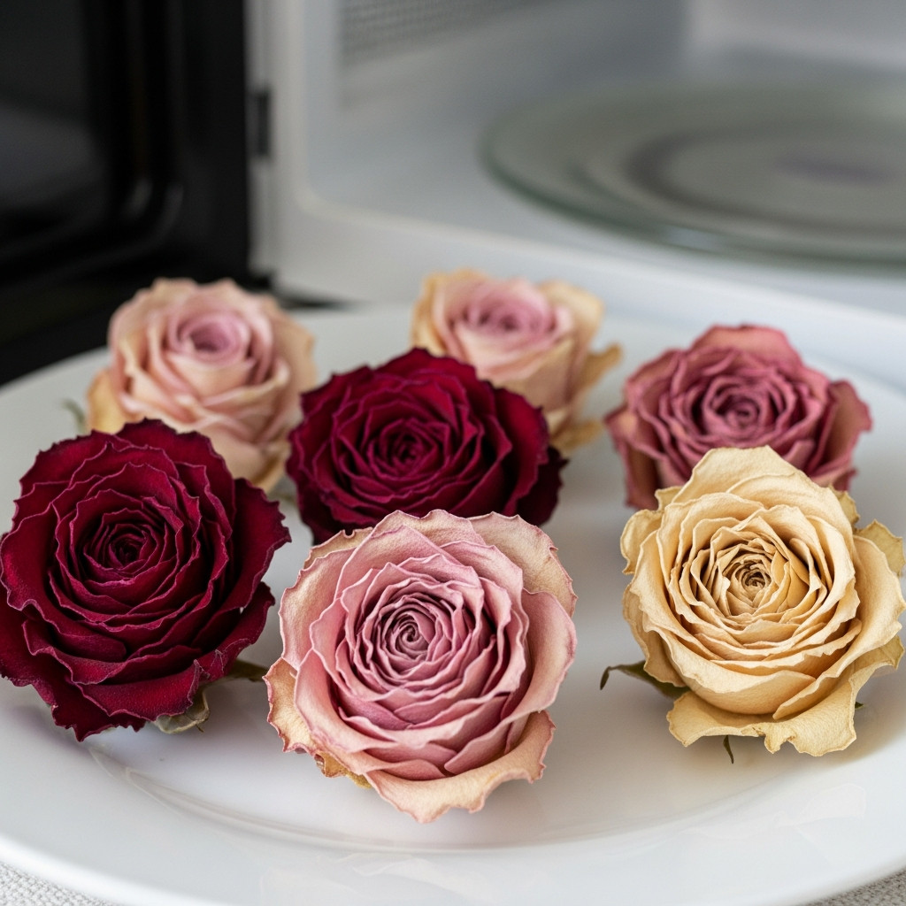 Roses séchées au micro-ondes