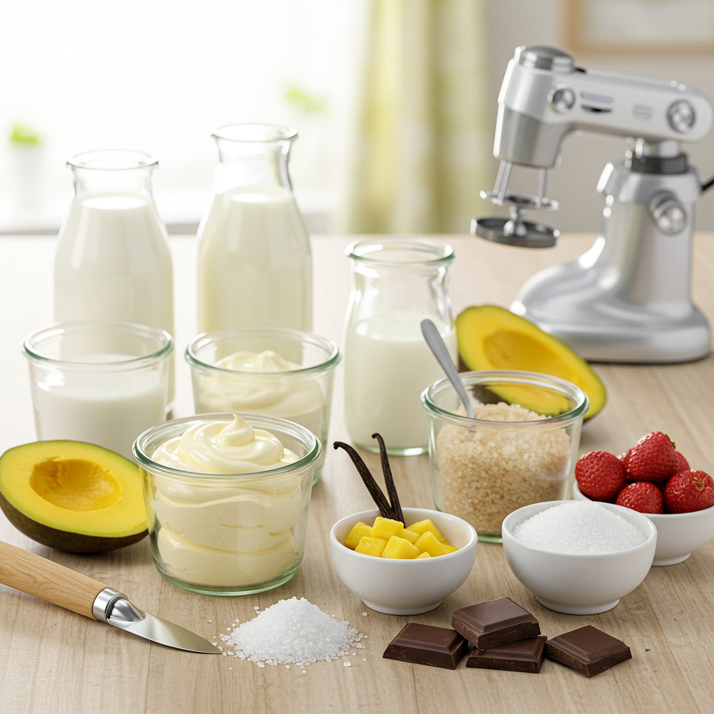Illustration des ingrédients essentiels pour la glace maison