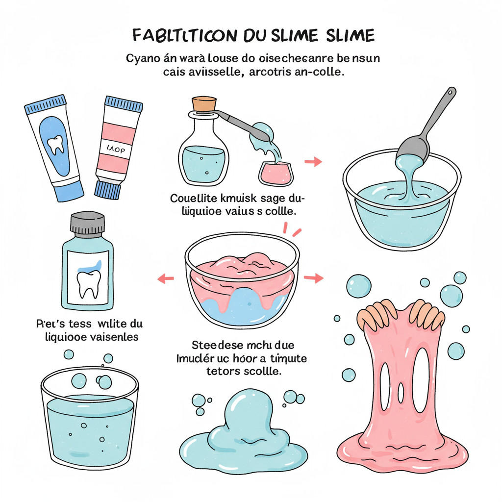 Préparation du slime sans colle avec du dentifrice et du liquide vaisselle