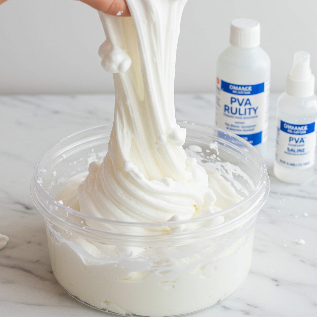 Préparation du slime fluffy avec de la mousse à raser