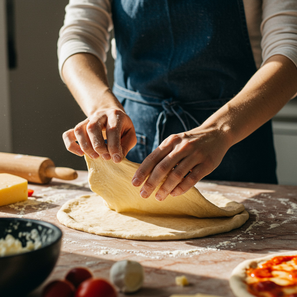 Étaler la pâte à pizza