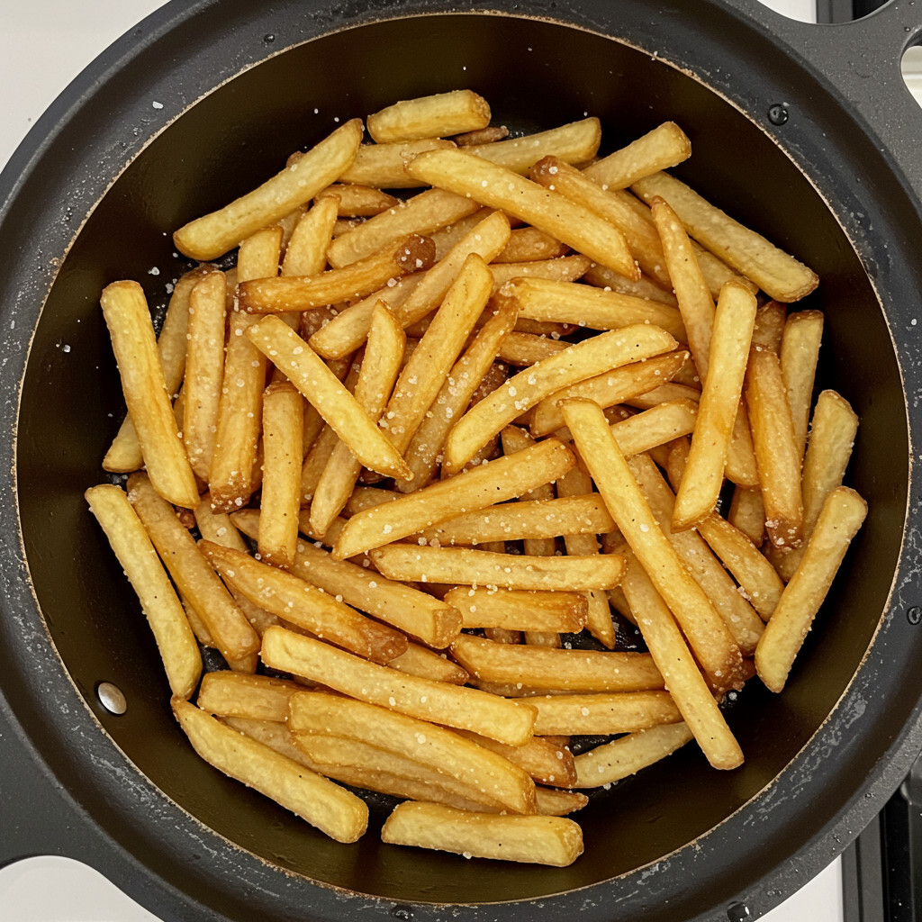 Frites fraîchement salées dans un bol
