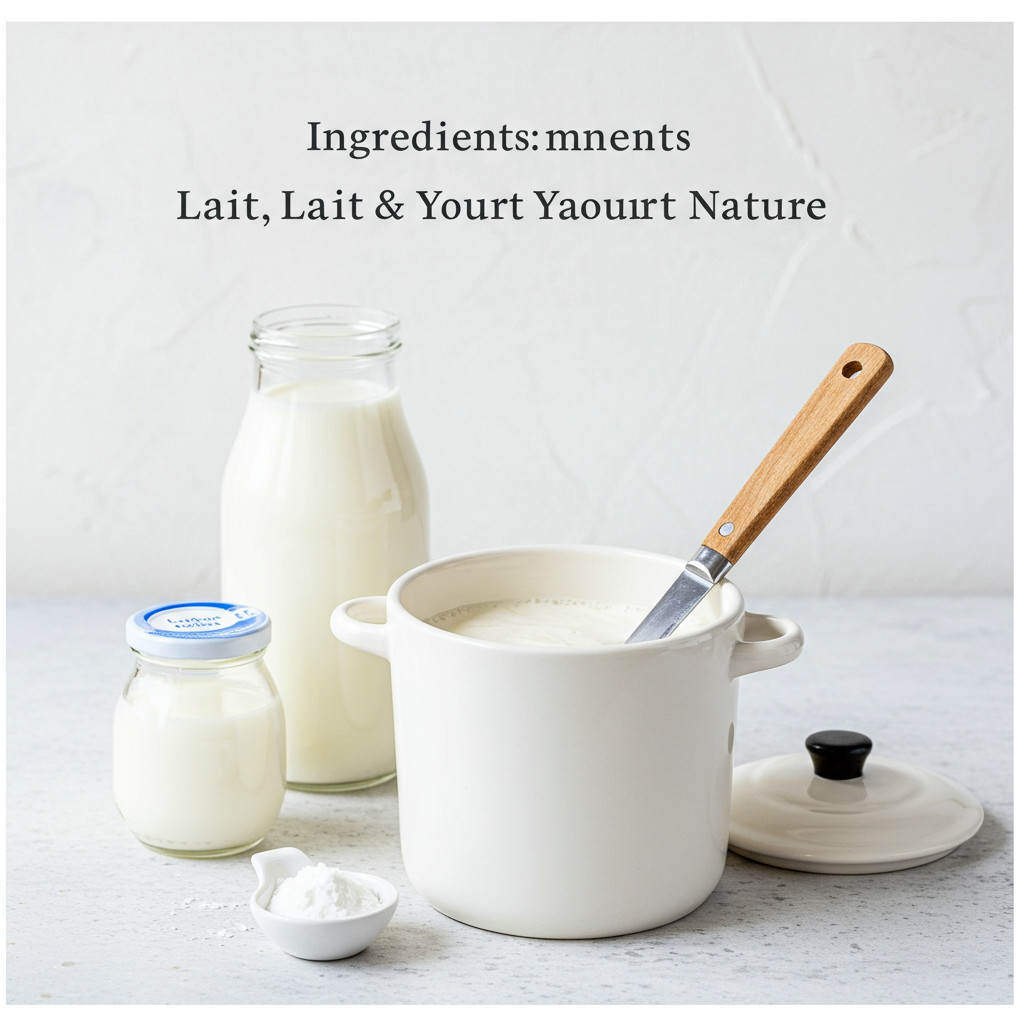 Ingrédients nécessaires pour faire du yaourt maison : lait et yaourt nature