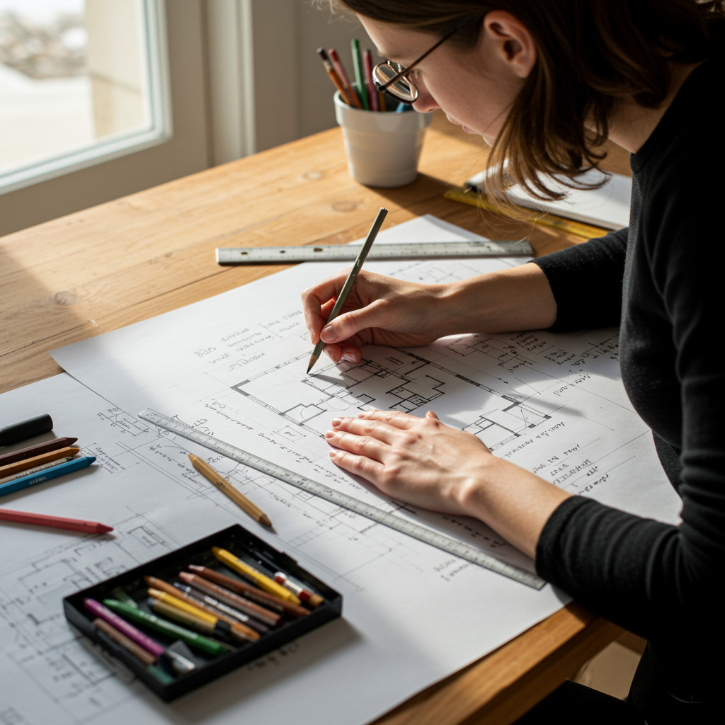 Premiers croquis de plan de maison