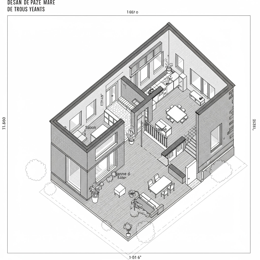 Dessin détaillé du plan de maison