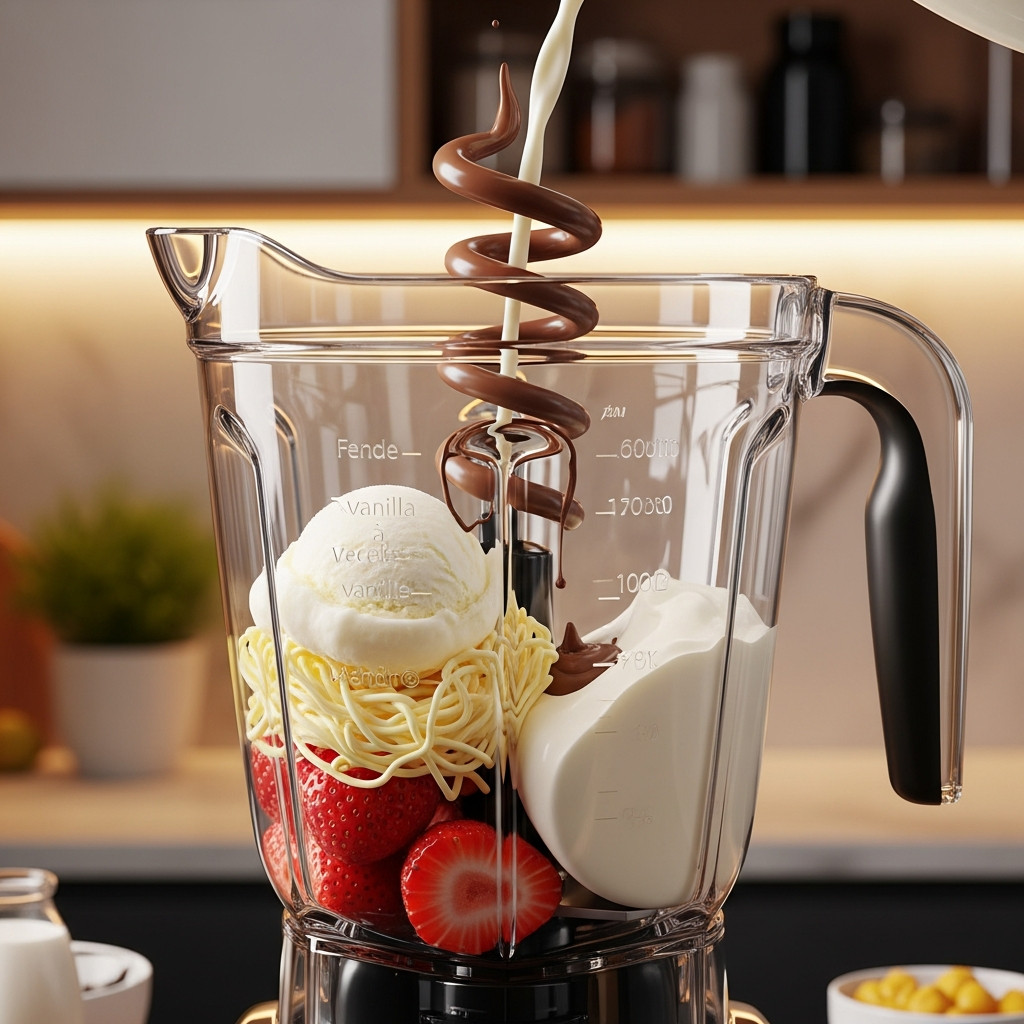 Mixage des ingrédients du milkshake