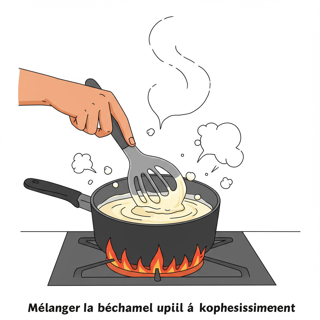 Mélanger la béchamel jusqu'à épaississement