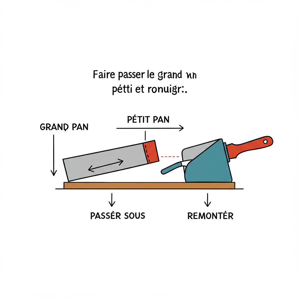 Faire passer le grand pan sous le petit et remonter