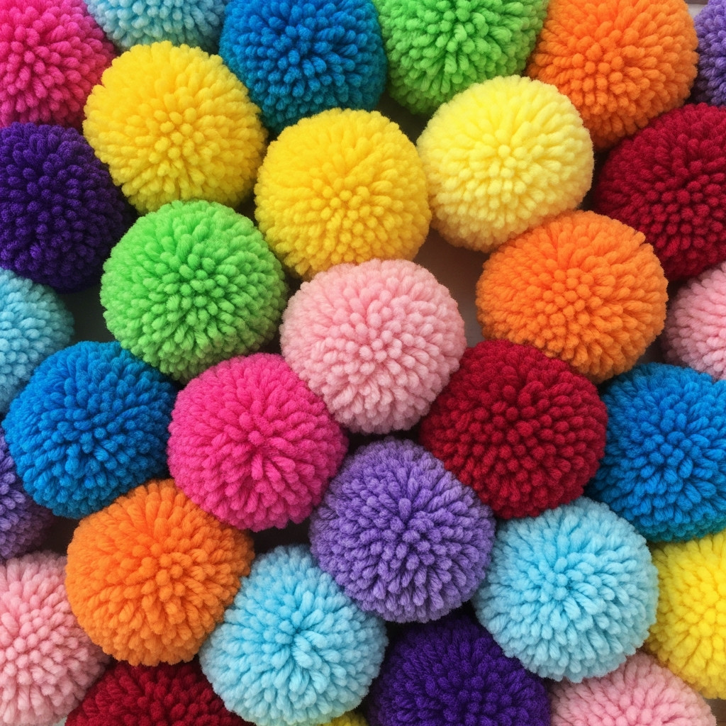 Assortiment de pompons colorés et moelleux