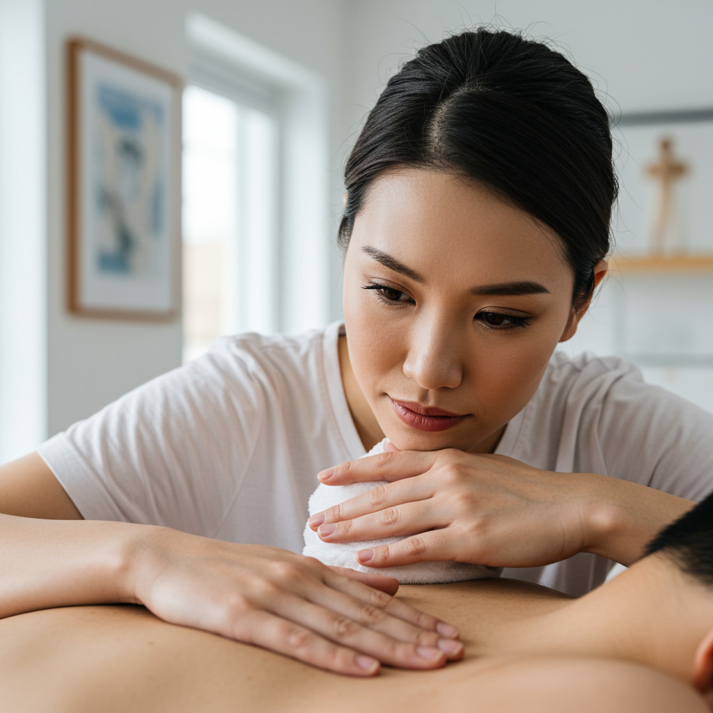 Illustration d'un massage du cuir chevelu