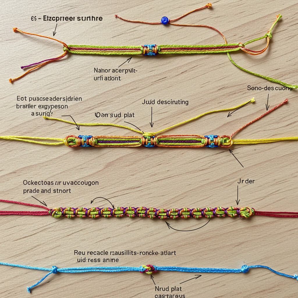 Processus de nouage d'un bracelet brésilien simple