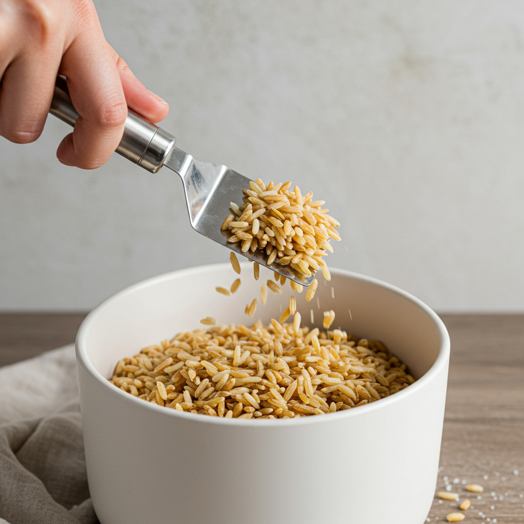 Égrener le riz avec une fourchette avant de servir.