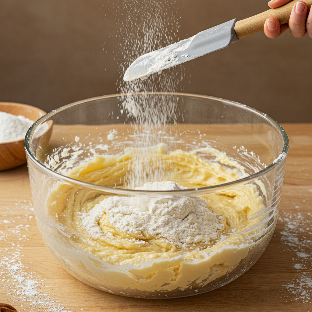 Incorporation de la farine dans la pâte à cookies