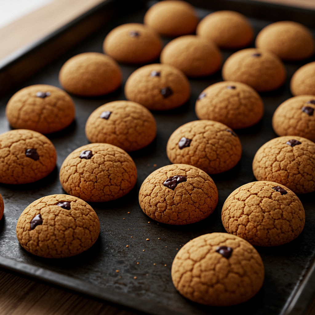 Boules de pâte à cookies sur plaque de cuisson