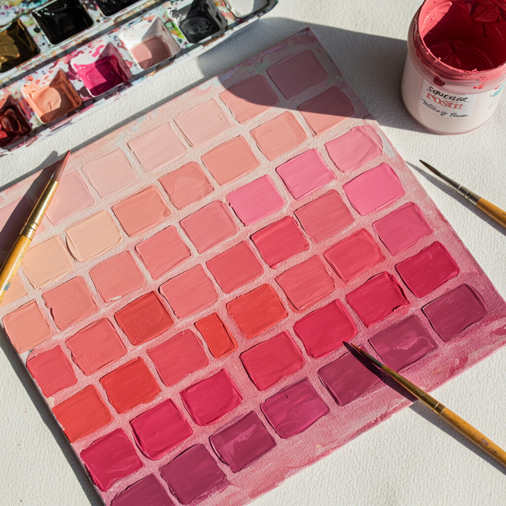 Différentes nuances de rose en peinture