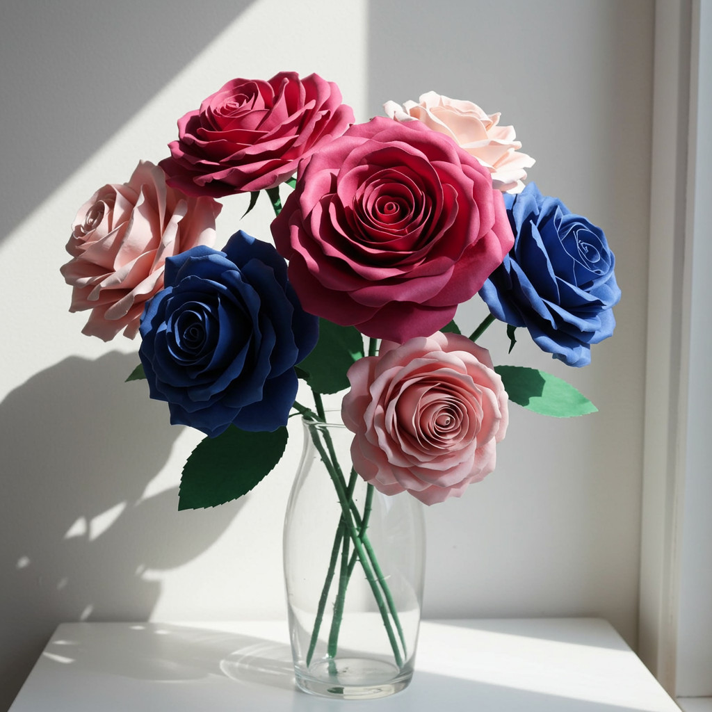 Rose en papier faite à la main