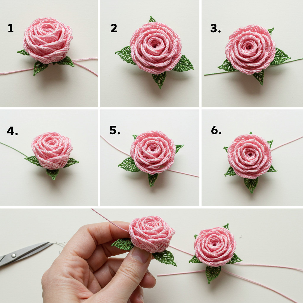 Rose décorative faite en ruban