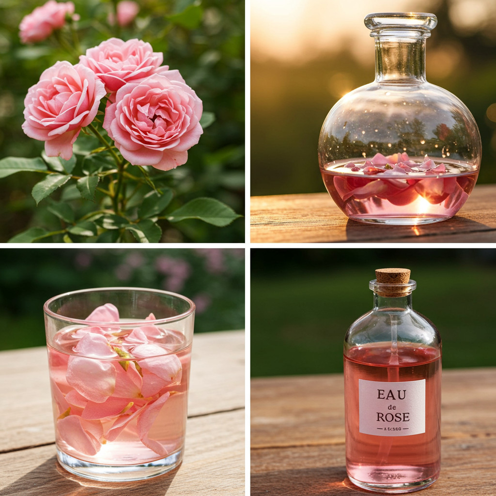 Préparation d'eau de rose naturelle