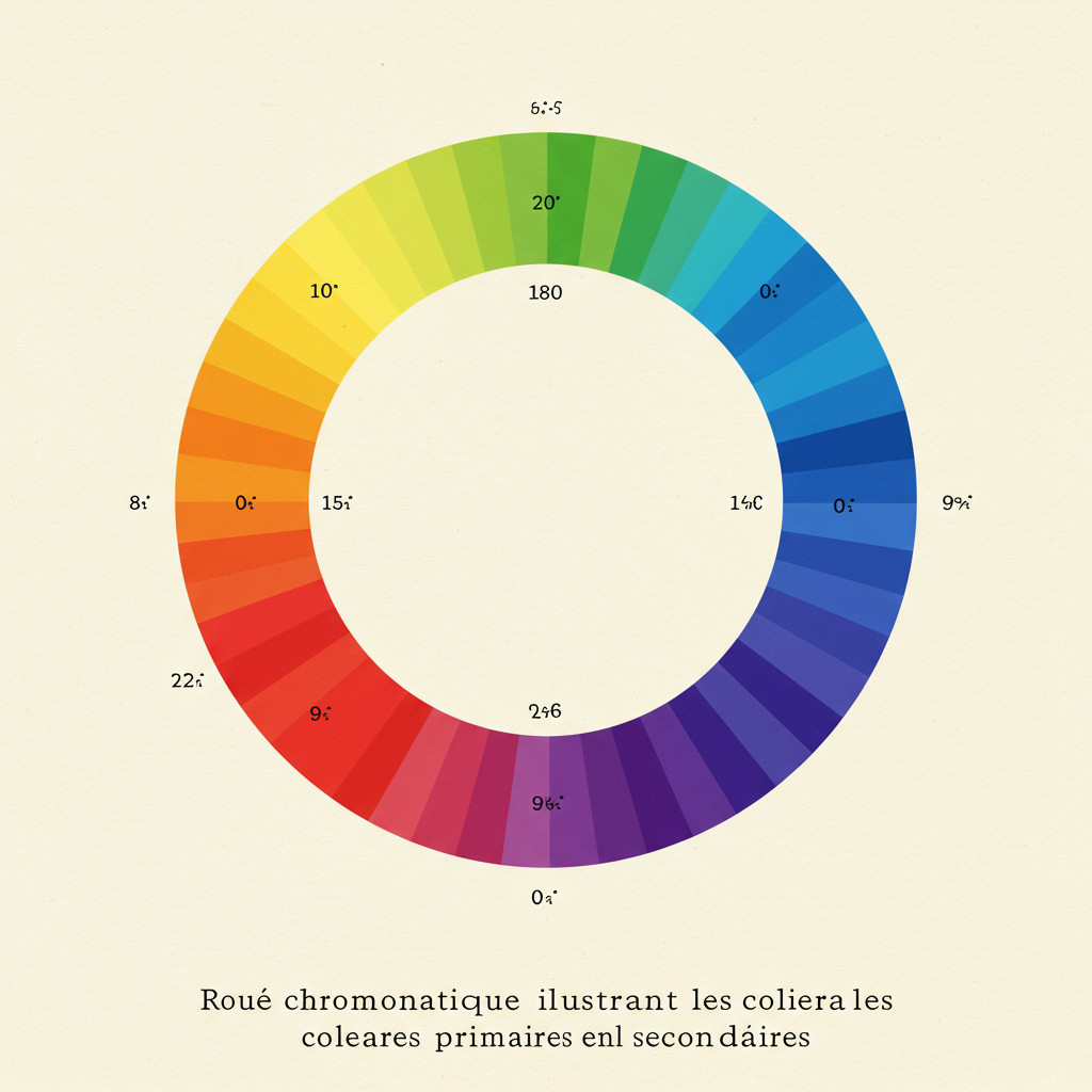 Roue chromatique illustrant les couleurs primaires et secondaires