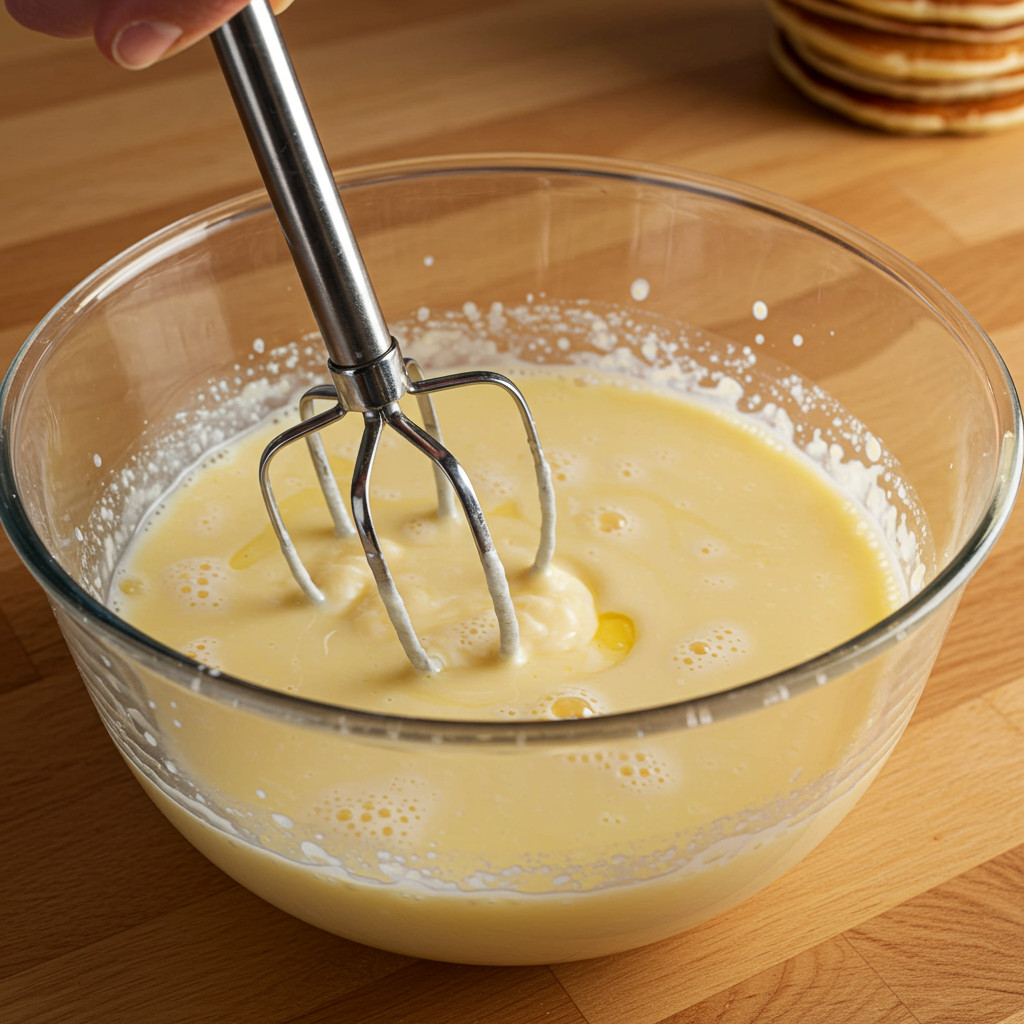 Mélange des ingrédients liquides pour les pancakes