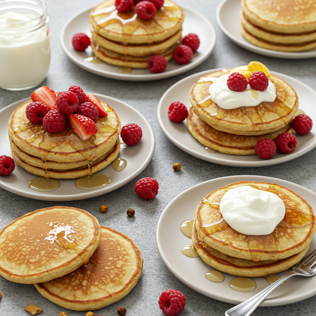 Assortiment de pancakes avec différents accompagnements