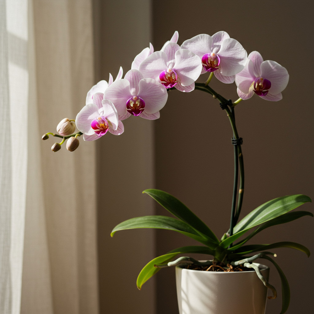 Orchidée exposée à la lumière indirecte