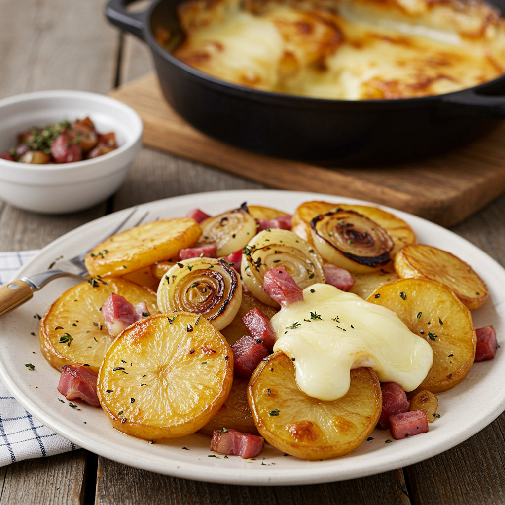 Pommes de terre coupées en rondelles pour la tartiflette