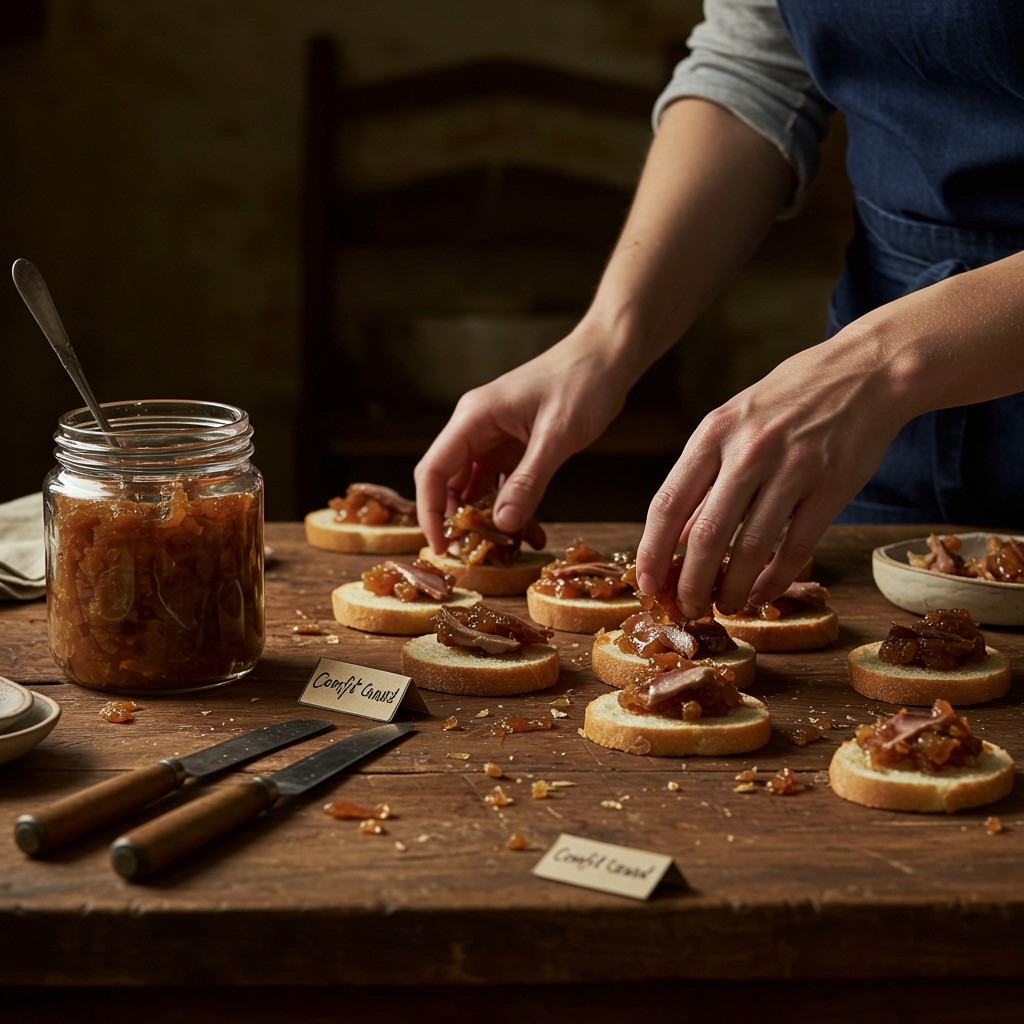 Illustration de la mise en bocaux du confit
