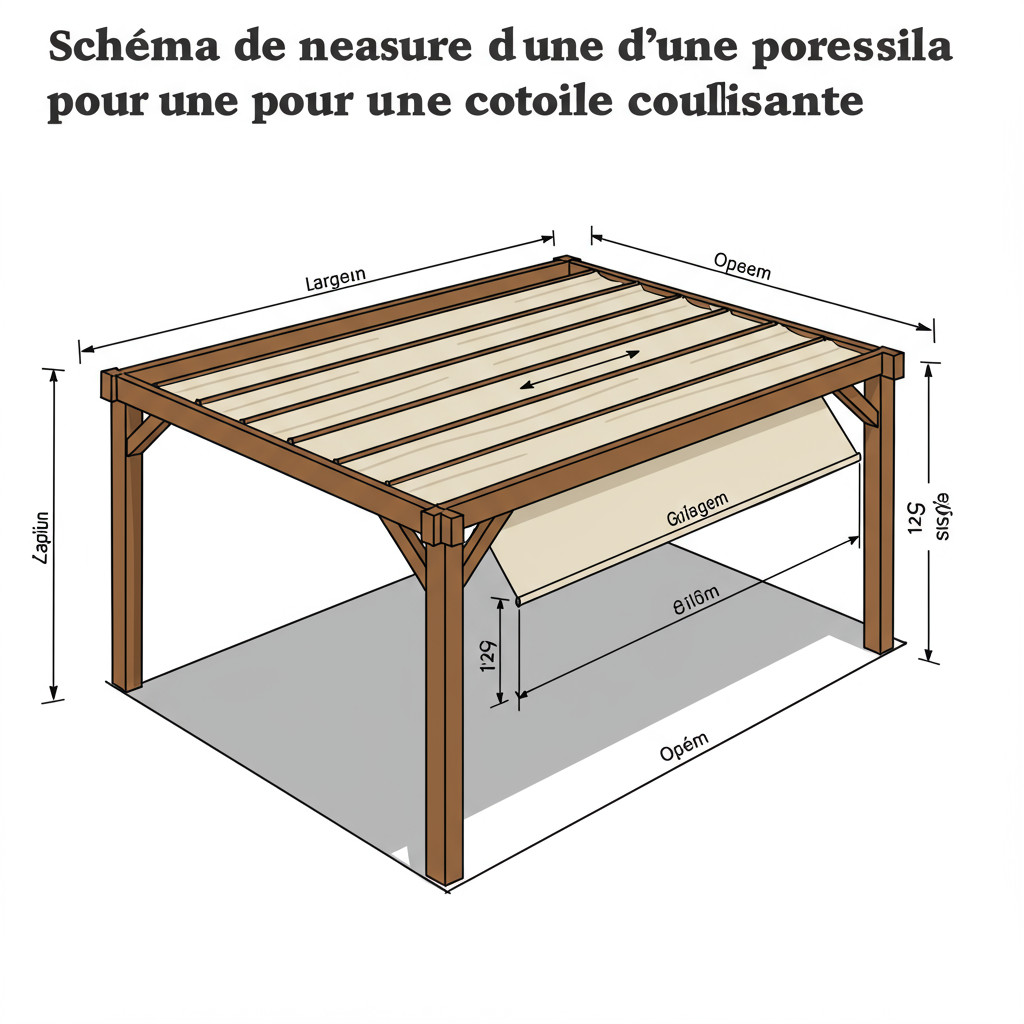 Schéma de mesure d'une pergola pour une toile coulissante