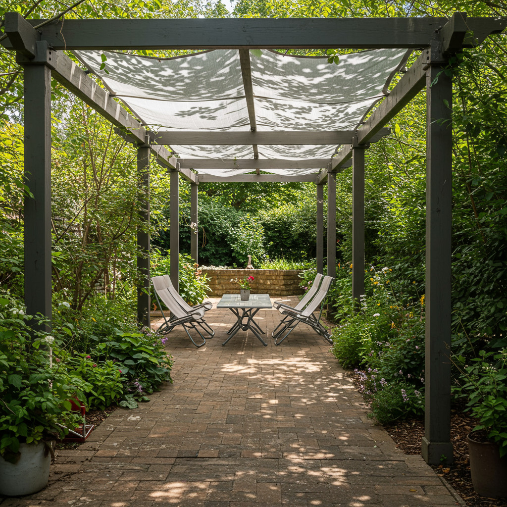 Pergola avec une toile coulissante parfaitement installée