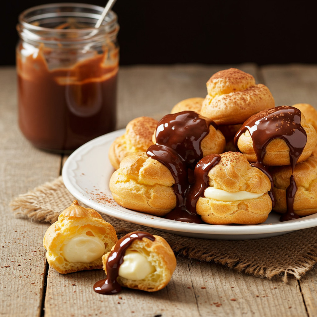 Profiteroles nappées de sauce chocolat