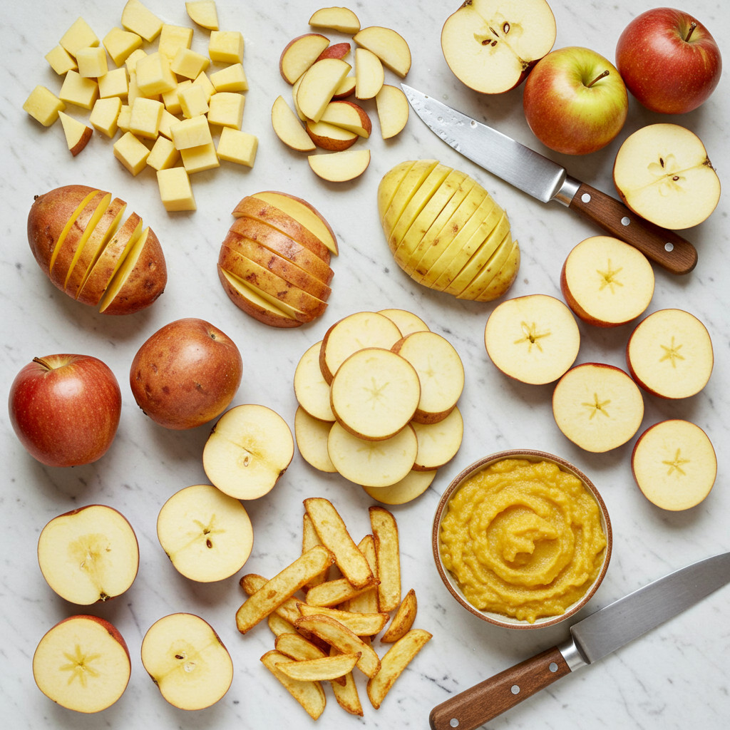 Pommes de terre cuites et coupées